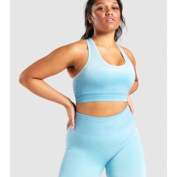 Gymshark Womens Ombre Racerback Sports Bra Medium Light Blue - Picture 1 of 5